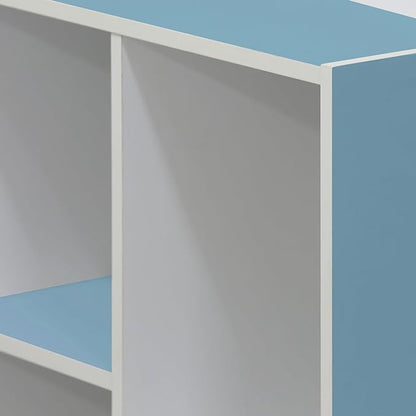 Furinno Luder Bookcase / Book / Storage , 5-Tier, White / Light Blue