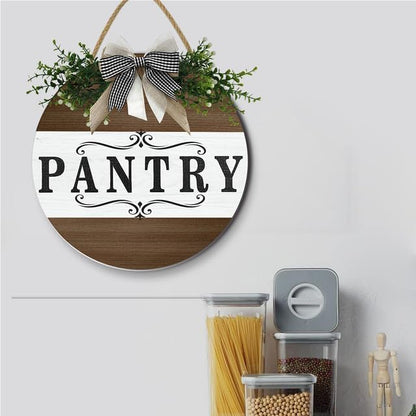 Farmhouse Themed Pantry Signs, Rustic Pantry Room Decor Wooden Decoration with Quotes Pantry Open 24/7 Vintage Decorative Wall Plaque for Home Housewarming Gift 12"