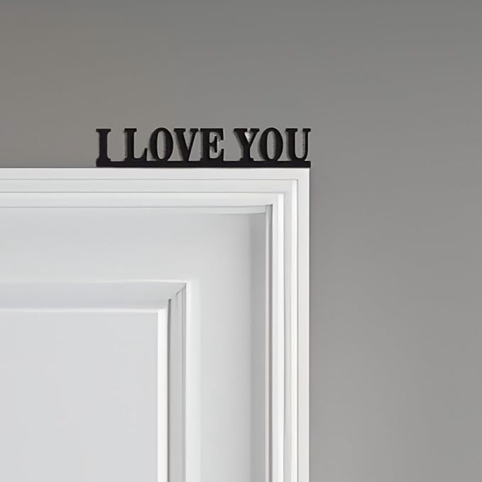 2025 New Year Gift - Cute Metal Door Topper Love You Bye Over Door Frame Decor Corner Sign Black Ornaments Wood Decorations Funny Christmas (I Love You)