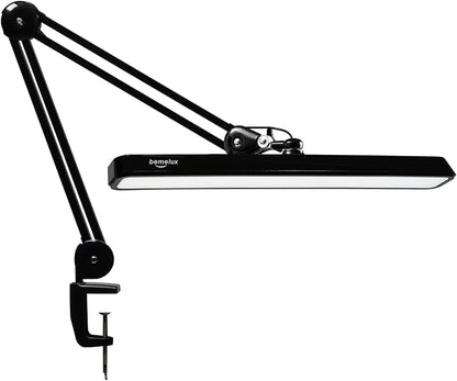 LED Architect Desk Lamp with Clamp, Metal Swing Arm 2000 Lumens Dimming Office Table Lamp for Task Work Drafting Reading Desktop, 117PCS Bright LEDs, 24W Workbench Lamp(Black)