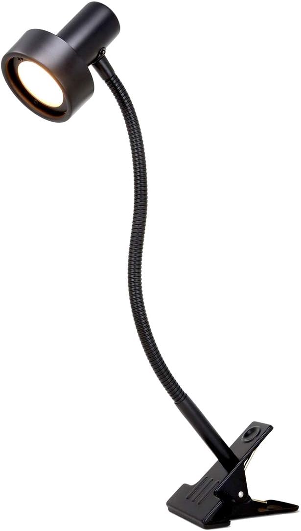 O’Bright LED Clip on Light for Bed Headboard/Desk, Dimmable LED Desk Lamp with Metal Clamp, 5W LED, Flexible Gooseneck, Adjustable Brightness for Eye-Care Reading, Vintage Design (Metal Black)