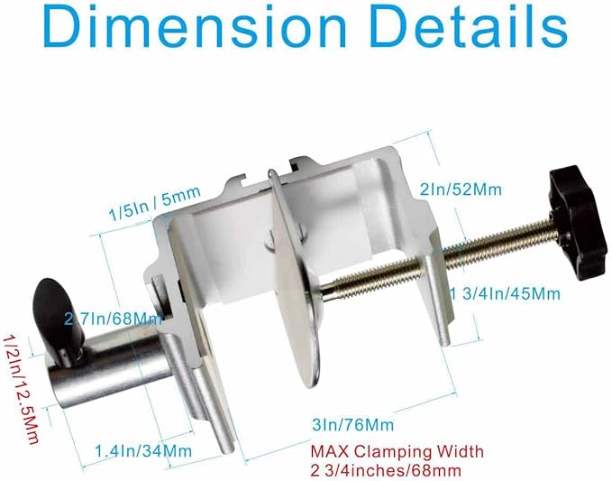 Heavy Duty Replacement Clamp for 1/2” Base Magnifying Lamp，Desk Lamp，Magnify Lamp，Swing Arm Lamp，Mic Microphone Suspension Boom Scissor Mount(Silver)