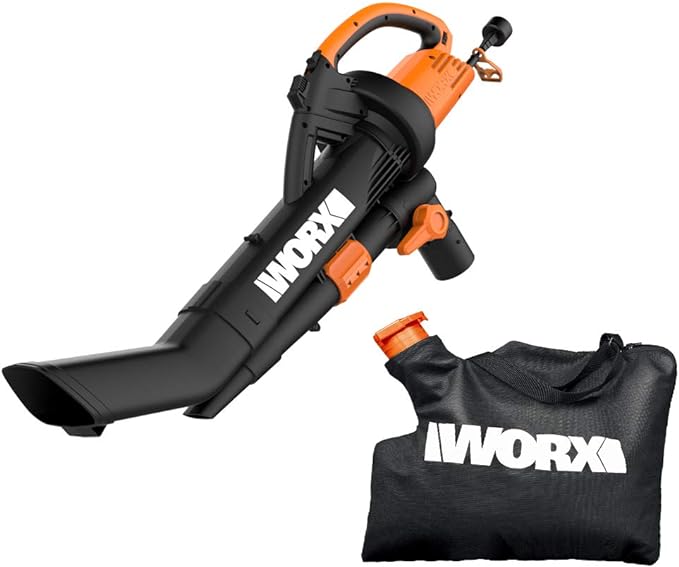 WORX WG509 12 Amp TRIVAC 3-in-1 Electric Leaf Blower with All Metal Mulching System & WG163 GT 3.0 20V PowerShare 12" Cordless String Trimmer & Edger (2 Batteries & Charger Included)