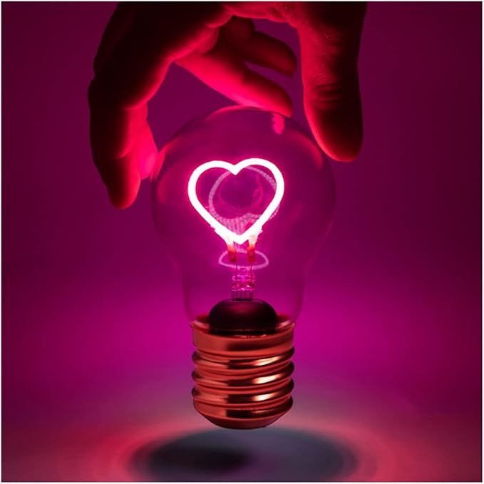 Suck UK Heart Shaped LED Light Bulb, Pink, 1 Count