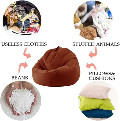 3 Ft Bean Bag Chair Cover (No Filler) Stuffed Animal Storage Bean Bag Cover for Pets Dogs/Cats Bed Corduroy Stuffed for Organizing Plush Toys