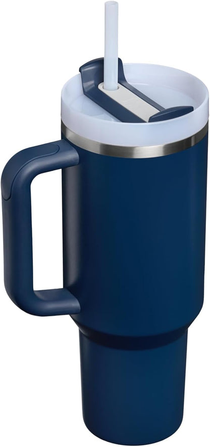 STANLEY Quencher H2.0 Flow State Tumbler, 40 oz, Dark Navy | Handle and Straw | 3-Position Lid | Cup Holder Compatible for Travel | Insulated Stainless Steel Cup | BPA-Free