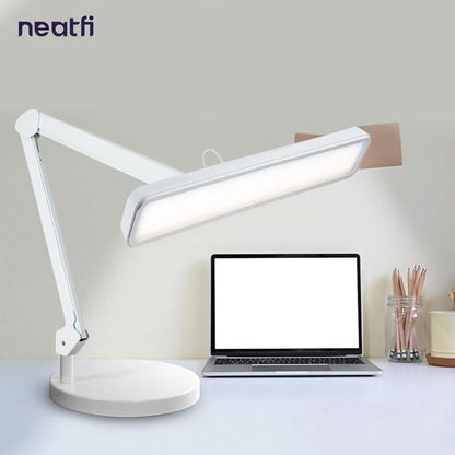Neatfi (New Model XL 2,500 Lumens LED Task Lamp, 3 Light Modes, 3000-6000K Correlated Color Temperature, 30W Super Bright Desk Lamp, Dimmable, 162 Pcs SMD LED (CCT with Base, White)