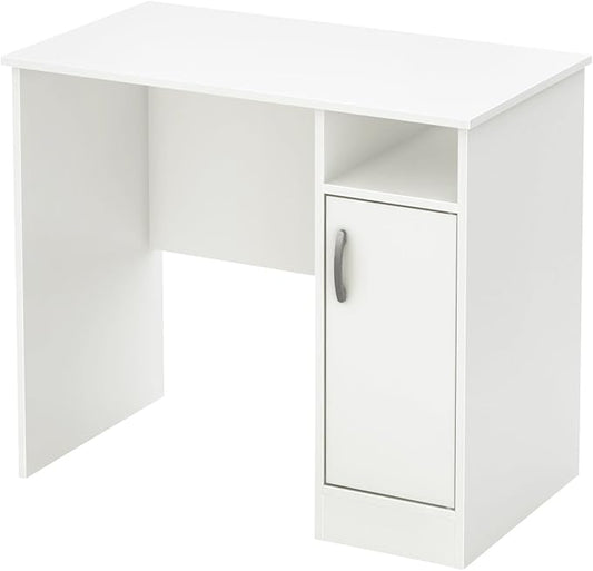 South Shore Small Computer Desk with Door, Pure White