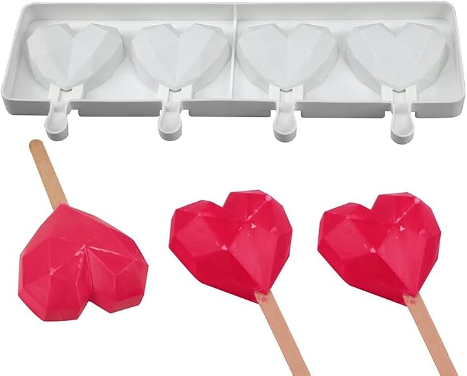Popsicles Molds, Cake Pop Mold 4 Cavities Ice Pop Cakesicle Molds Silicone Ice Cream Mold, Silicone Popsicle Molds, Ice Pop Mold, Silicone Popsicles Molds for Kids, Reusable Popsicle Maker