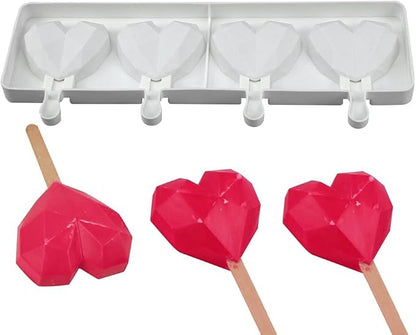 Popsicles Molds, Cake Pop Mold 4 Cavities Ice Pop Cakesicle Molds Silicone Ice Cream Mold, Silicone Popsicle Molds, Ice Pop Mold, Silicone Popsicles Molds for Kids, Reusable Popsicle Maker