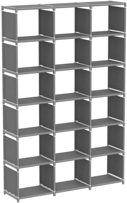 Mavivegue Bookshelf,18 Cube Storage Organizer,Extra Large Book Shelf Organizer,Tall Bookcase Shelf,Book Cases/Shelves,Grey Cube Shelf,Cubbies Closet Shelves for Bedroom,Living Room,Home,Office