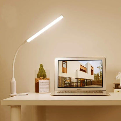 LED Desk Lamp, Clamp on Desk Light, Eye-Caring Gooseneck Clip on Light, 3 Color Modes, Stepless Dimming - Highly Adjustable Clamp Task Lamp/Table Lamp for Reading, Sewing, Drafting, Office