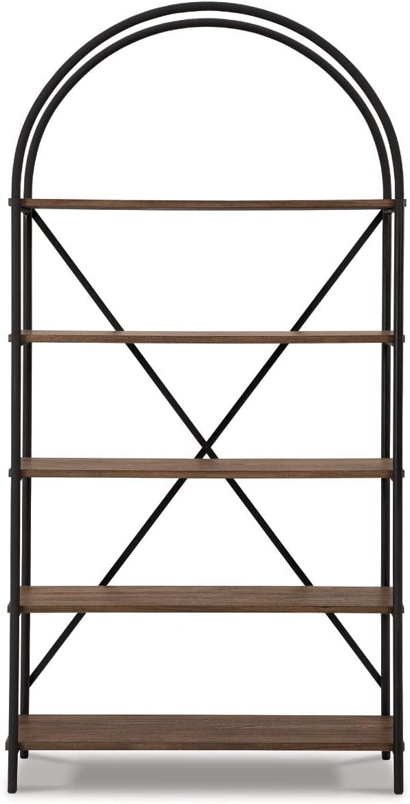 Signature Design by Ashley Galtbury Mixed Media Modern 5 Shelf Bookcase, Brown & Black