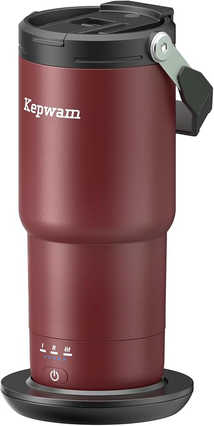 Kepwam Heated Coffee Mug Rechargeable T3, 20oz Self-Heating Travel Mug for Coffee with 1℉ Precise Temperature Control & App, Portable Cup Warmer for Outdoor & Car (Fits Cup Holders)