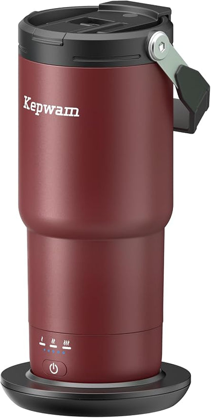 Kepwam Heated Coffee Mug Rechargeable T3, 20oz Self-Heating Travel Mug for Coffee with 1℉ Precise Temperature Control & App, Portable Cup Warmer for Outdoor & Car (Fits Cup Holders)