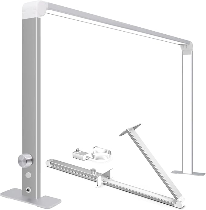 Half Moon Nail Desk Lamp for Professionals Foldable 4000-6500k 36w Adjustable Brightness, Color Temperature Led Light for Nails Desk Lamp (Silver)