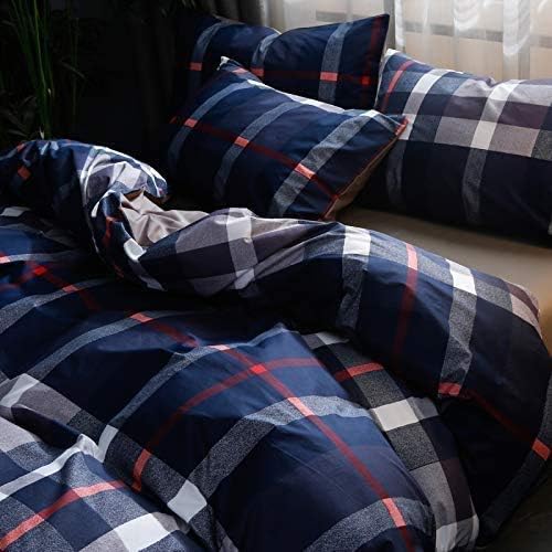 Navy Plaid Comforter Set Cal King Multicolor Checkered Bedding Set Navy Blue Tartan Grid Comforter Striped Women Navy Blue Blanket Cal King Breathable Navy Blue Checkered Bed Comforter Set