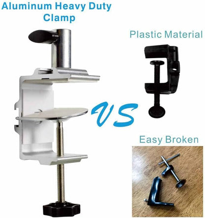 Heavy Duty Replacement Clamp for 1/2” Base Magnifying Lamp，Desk Lamp，Magnify Lamp，Swing Arm Lamp，Mic Microphone Suspension Boom Scissor Mount(Silver)