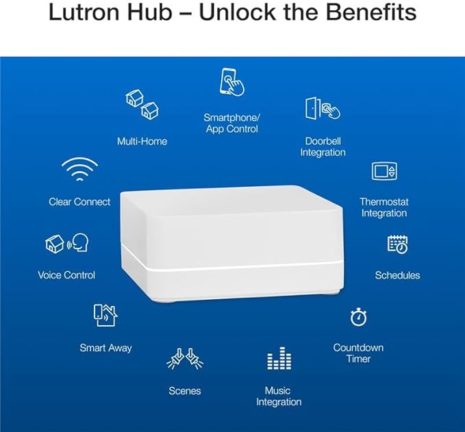 Lutron Caseta Original Smart Dimmer Switch Starter Kit, with Pico Remote, Wall Plate, and Smart Hub, Works with Alexa, Apple Home, and Google Home, 3 Way, 150W, No Neutral Req, P-BDG-PKG1W