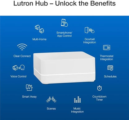 Lutron Caseta Original Smart Dimmer Switch Starter Kit, with Pico Remote, Wall Plate, and Smart Hub, Works with Alexa, Apple Home, and Google Home, 3 Way, 150W, No Neutral Req, P-BDG-PKG1W