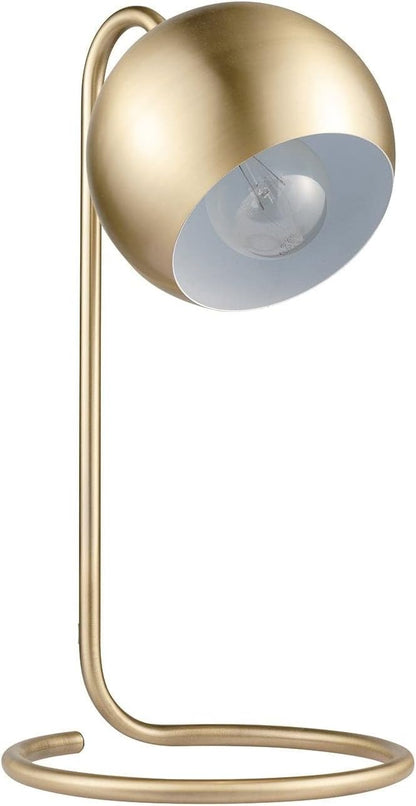 Globe Electric 52885 15" Desk Lamp, Matte Brass, White Inner Shade, Modern, Home Décor, Lamp for Bedroom, Home Office Accessories, Desk Lamps for Home Office, Desk Light, Desk Lamp White Shade