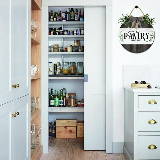 Bidesign Pantry Sign Wall Decor For Door Farmhouse Rustic Hanging Wooden Pantry Room Wall Art Sign For Home Kitchen Pantry Cabinet Decor Kitchen Decorations, 12inches
