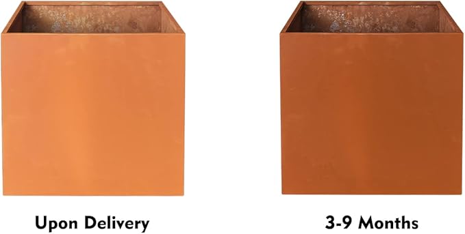 Corten Steel Planter Box Metal Square Planters Steel Large Planter Outdoor Tall Plant Durable Antique Detached for Commercial Residential Patio Deck and Backyard 26 Inch