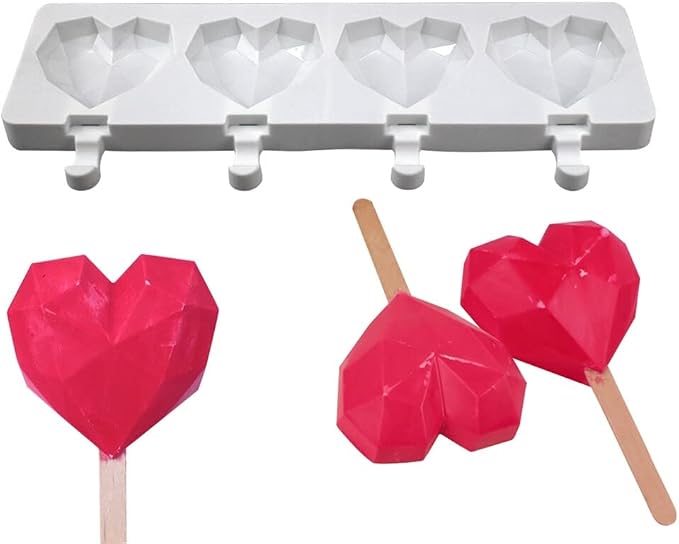 Popsicles Molds, Cake Pop Mold 4 Cavities Ice Pop Cakesicle Molds Silicone Ice Cream Mold, Silicone Popsicle Molds, Ice Pop Mold, Silicone Popsicles Molds for Kids, Reusable Popsicle Maker