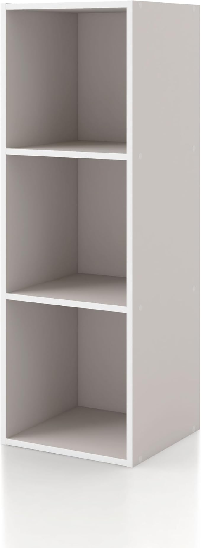 Apexa 3 Cube Storage Organizer Shelves, Stackable Wood Bookcase Fits Cubby Bins for Organization, Dorm Teen Room Decor & Home Office, Greige