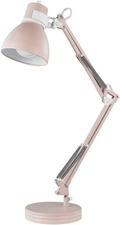 Globe Electric 52028 28" Swing Arm Desk Lamp, Matte Rose, Matte White Accents, On/Off Rotary Switch, Partially Adjustable Swing Arm, Home Office Accessories, Lamp for Bedroom, Home Improvement