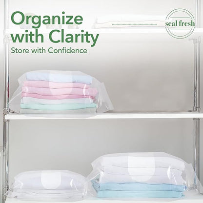 Seal Fresh 5 Gallon Large Plastic Storage Bags – 18" x 24" (30 Count) – Reusable XXL Extra Large Clear Jumbo Zip Bags with Sealable Zipper Top For Clothes, Travel, Moving