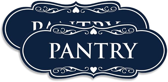 Designer Pantry Sign (Navy Blue/White) - Large (2 Pack)