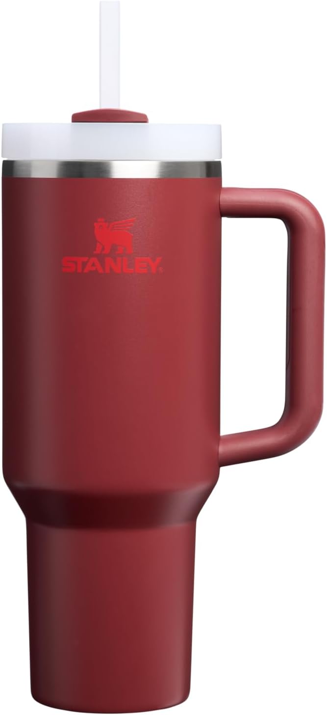 STANLEY Quencher H2.0 Flow State Tumbler, 40 oz, Cranberry | Handle and Straw | 3-Position Lid | Cup Holder Compatible for Travel | Insulated Stainless Steel Cup | BPA-Free