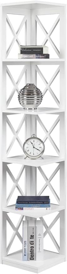 Convenience Concepts Oxford 5 Tier Corner Bookcase, White