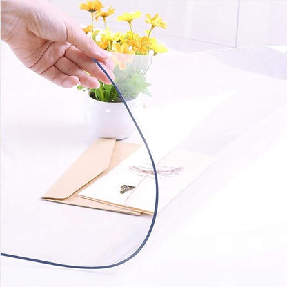 NECAUX Custom 48 x 60 Inch Clear Table Cover Protector, 1.5mm Thick Plastic Waterproof Heavy Duty Desk Mat Non-Slip Tablecloth Protective Pad for 5ft Dining Room Table, Conference Table, Countertop