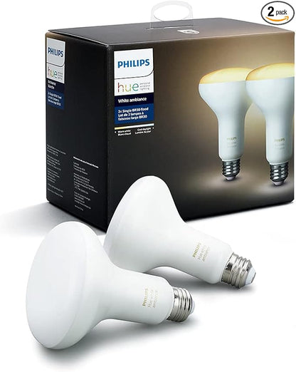 Philips Hue 2-Pack White Ambiance BR30 60W Equivalent Dimmable LED Smart Flood Light (Works with Alexa Apple and Google Assistant) (466508)