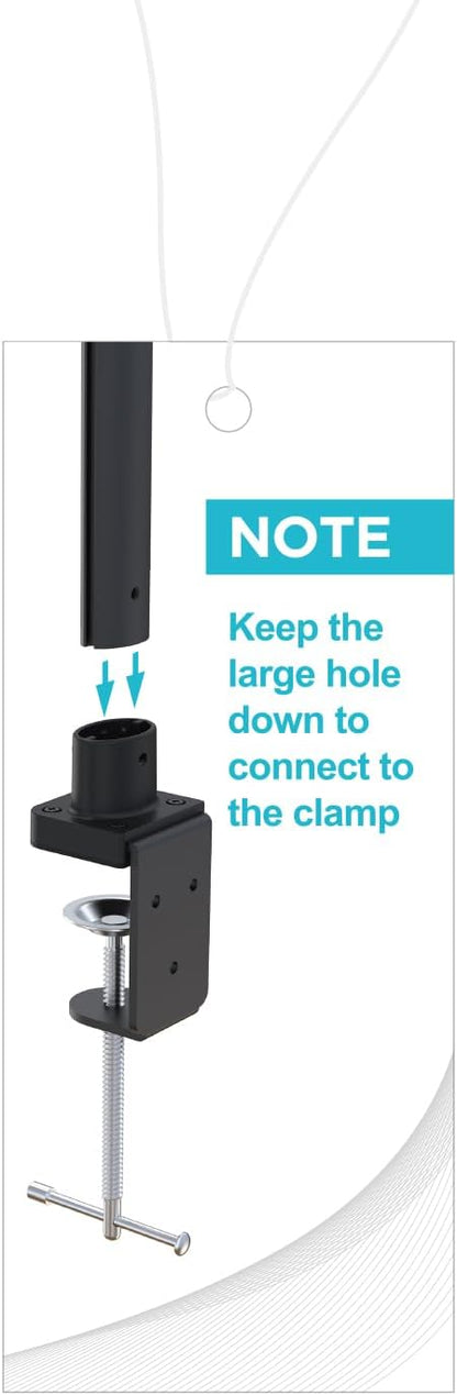 LED Desk Lamp for Home Office, Remote Control Computer Desk Light Bright Table Lamp for Study Dimmable Desk Lighting with Clamp Adjustable Gooseneck, Double Head, 24W, Black