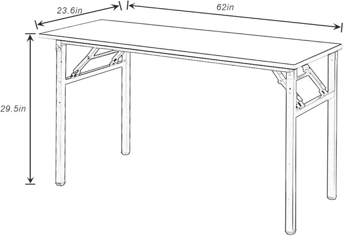 SDHYL 62 inches No Assembly Foldable Computer Desk for Home Office Workstation, Study and Writing, White