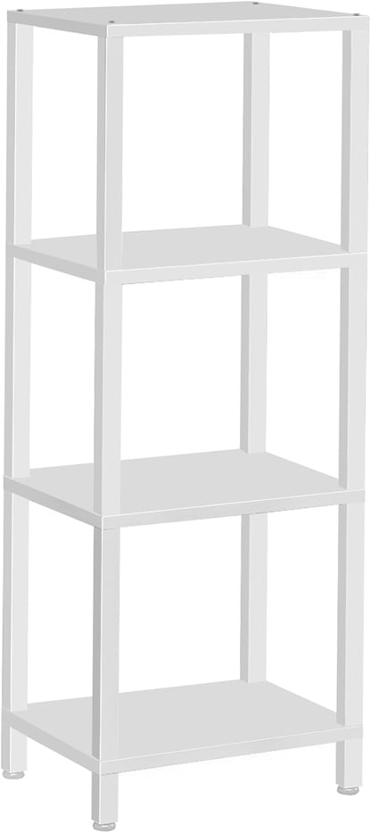 TUTOTAK Bookshelf, 4-Tier Tall Book Shelf, Narrow Bookcase for Small Space, DIY Stackable Bookshelf, for Living Room, Office, Study, Entryway, Industrial, White BS01BW004