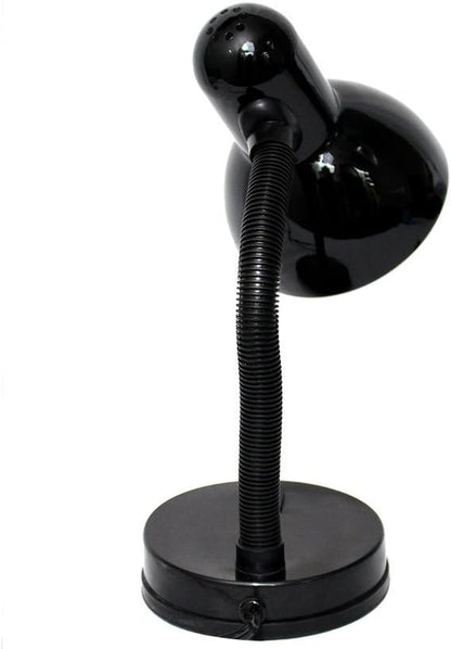 Simple Designs LD1003-BLK Basic Metal Desk Lamp with Flexible Hose Neck for Office, Living Room, Bedroom, College Dorm, Bookshelf, Black
