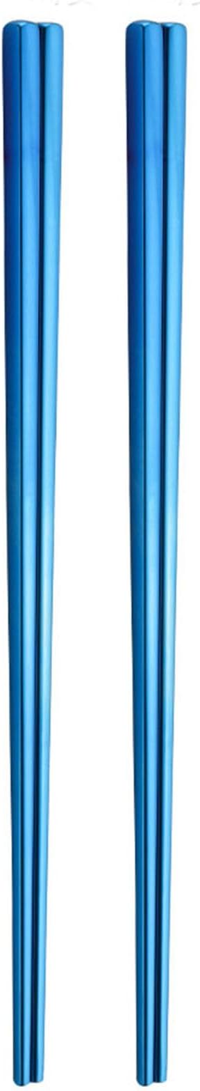 Stainless Steel Chopsticks,Reusable ,Dishwasher Safe , Easy to Use（2 PCS,blue）
