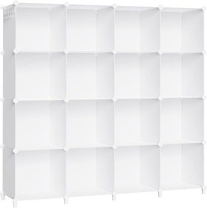HOMIDEC Book Shelf 16 Cubes Bookcase Bookshelf Cube Storage Organizer Portable Display Bookshelf Kids Bookshelf Book Case for Study Room,Bedroom,Office,Living Room,Closet (47.2x11.8x47.2 inch)