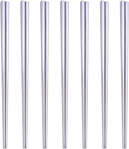 Stainless Steel Chopsticks,Reusable ,Dishwasher Safe , Easy to Use（7 PCS,silver）