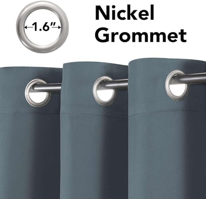 H.VERSAILTEX Elegant Thermal Insulated Blackout Curtains - Nickel Grommet Window Drapes for Living Room/Bedroom - Stone Blue - 52" W x 72" L - (Set of 2 Panels)