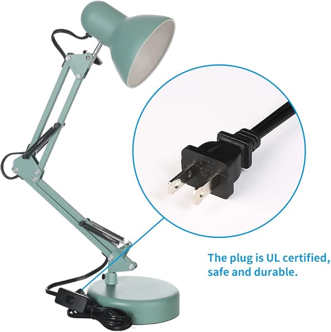 Led Desk Lamp with Clamp - Swing Arm Desk Lamp with 1 LED Cold Light Bulbs 6500K - Adjustable Table Lamp，Used for Office, Work, Study, Dormitory Reading and Eye Protection Desk Lamp (Green-01)