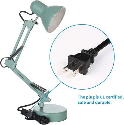 Led Desk Lamp with Clamp - Swing Arm Desk Lamp with 1 LED Cold Light Bulbs 6500K - Adjustable Table Lamp，Used for Office, Work, Study, Dormitory Reading and Eye Protection Desk Lamp (Green-01)