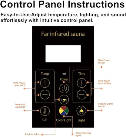 Ceramic Infrared Sauna 1 Person, Low EMF FAR Infrared Indoor Sauna for Home, 1300w Canadian Hemlock Wood Saunas with 6 Heating Panels, Blue-Tooth Control, LCD Display, LED Reading Lamp