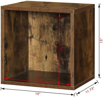 Magic DIY Cube Storage Organizer Stackable Cubes for Home Books Clothes Toy -Modular Cubby Storage System -Closet Organizer -Bookcase Closet (Antique brown, General Cube)