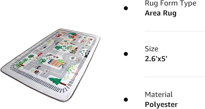 Kids Rug Play Mat, City Life Great for Playing with Cars for Bedroom Playroom,Soft Carpet (2.6'x5')