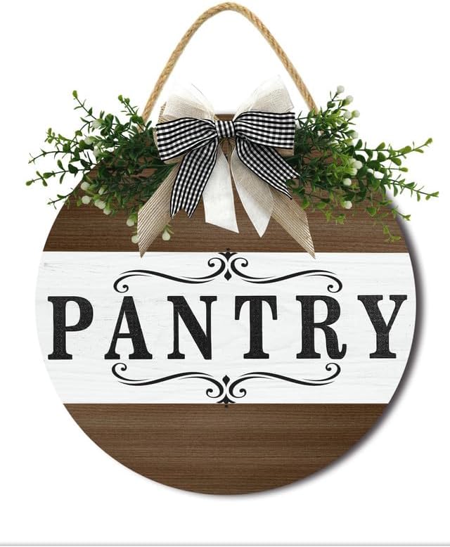 Farmhouse Themed Pantry Signs, Rustic Pantry Room Decor Wooden Decoration with Quotes Pantry Open 24/7 Vintage Decorative Wall Plaque for Home Housewarming Gift 12"